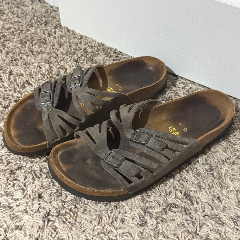 Birkenstock Granby Brown Nubuck Leather Multi Strap Sandals Women 40 L9 M7